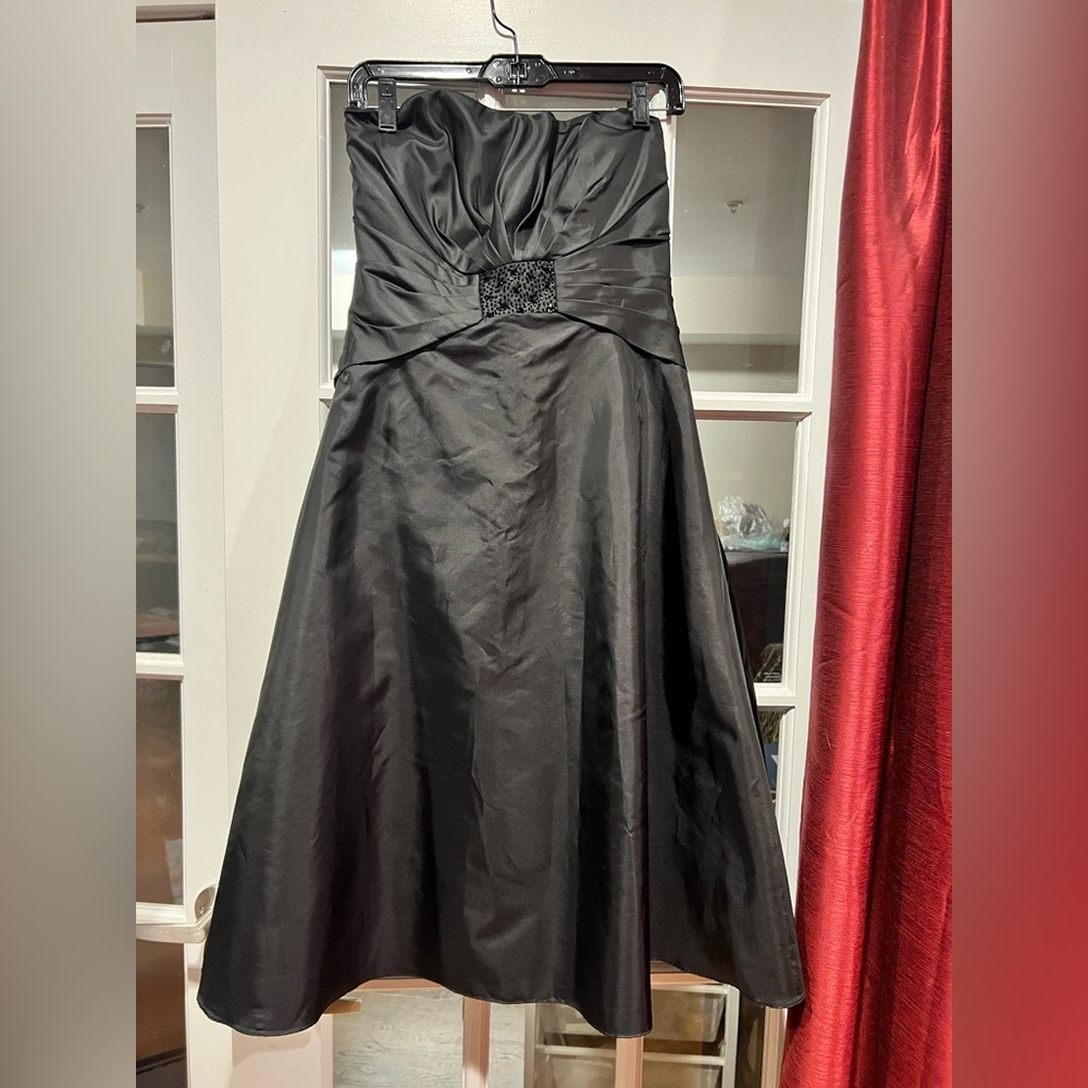 Mori Lee Black Evening Gown with Beaded Waist